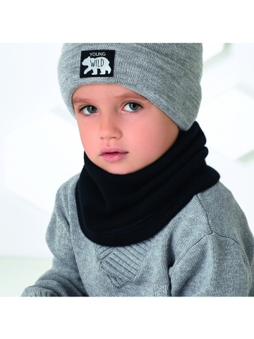 Fular tricotat pentru baieti - AJS 44-574 negru