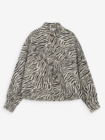 Jacheta-camasa Vana oversize din bumbac cu imprimeu zebra - Img 8
