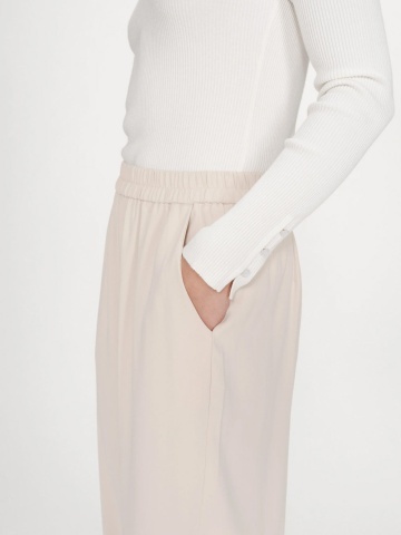 Pantaloni Noblesse ecru wide-leg cu talie medie-inalta - Img 3