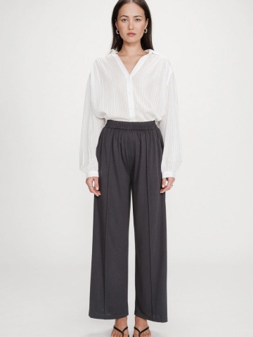 Pantaloni Pax gri inchis, largi cu talie elastica