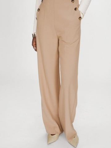 Pantaloni Valigny camel drepti cu talie inalta