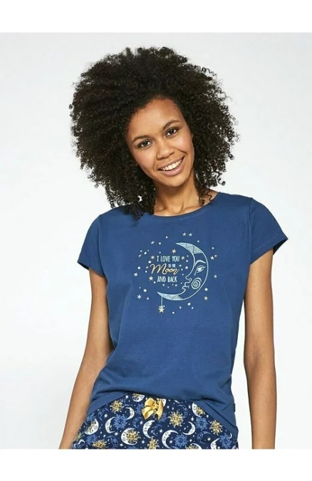Pijama dama, 100% bumbac, Cornette W498-197 I love you to the moon and back - Img 2