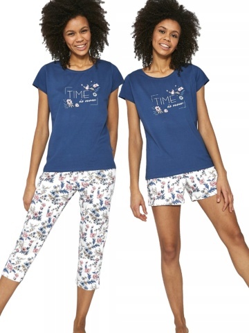 Pijama dama, 3 piese, 100% bumbac, Cornette W665-204 Time is now