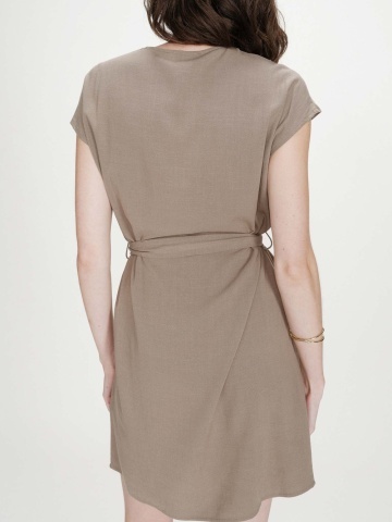 Rochie de vara Marilou kaki scurta cu decolteu in V - Img 4