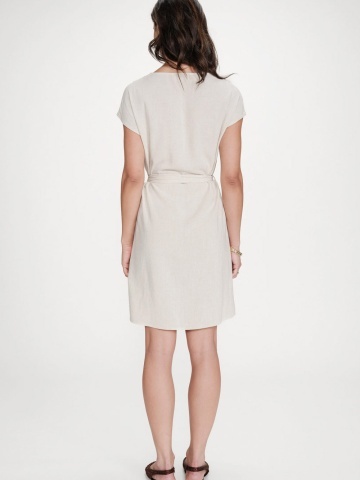 Rochie de vara Marilou nisipie scurta cu decolteu in V - Img 5