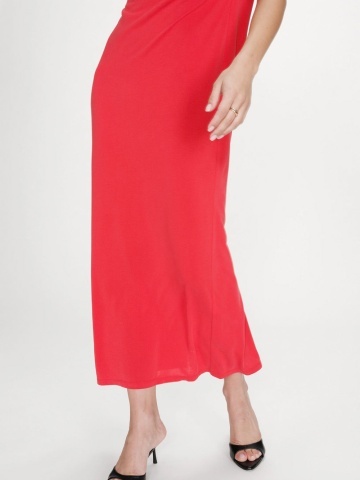 Rochie Peace rosu coral lunga lejera cu maneca scurta - Img 3