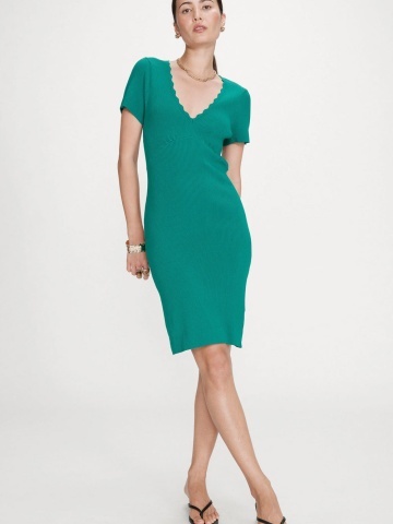 Rochie Valeriane verde turcoaz mulata din tricot fin