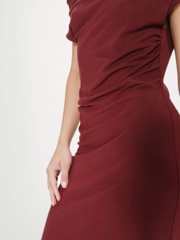 Rochie Vanity lunga rosie cu umar asimetric - Img 4