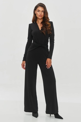 Salopeta eleganta dama cu pantaloni largi, neagra - M851