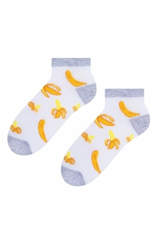 Sosete scurte dama, model banane - Steven S114-022K alb