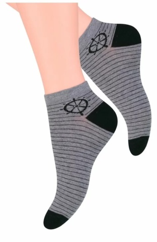 Sosete scurte din bumbac pentru dama - Steven S114-006K gri melange