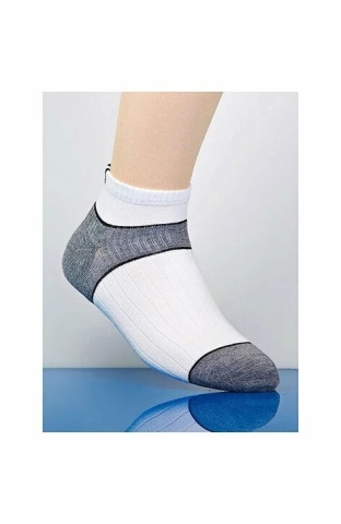 Sosete scurte unisex, din coolmax, cu uscare rapida - Steven S059-03 alb-gri-negru