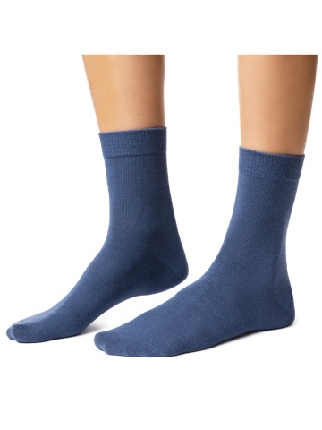 Sosete simple din bumbac pentru dama - Steven S037-006 albastru