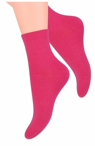 Sosete simple din bumbac pentru dama - Steven S037-050 roz fucsia