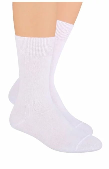 Sosete unisex, bumbac 100%, fara compresie, culoare alb - Steven S055-ALB - Img 1