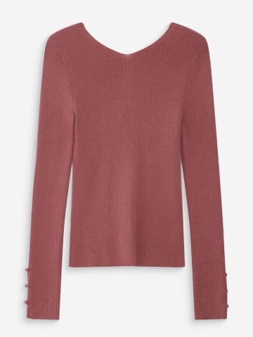 Top Volage caramiziu tip cardigan din tricot - Img 8