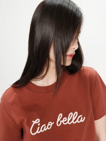 Tricou de dama Vanders caramiziu din bumbac - Img 3