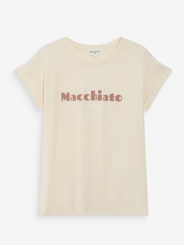 Tricou mocha Vico din bumbac cu mesaj Macchiato - Img 6