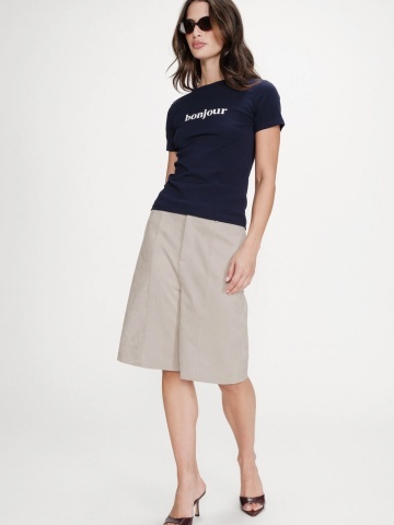 Tricou Vigée din bumbac navy blue cu mesaj - Img 4