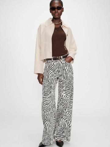 Blugi Socca largi loose-fit cu talie inalta si imprimeu zebra - Img 2
