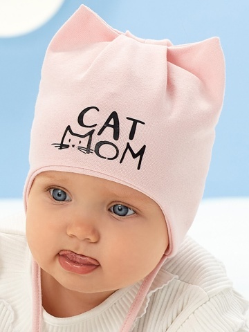 Caciula roz cu urechi de pisica pentru fetite, Cat Mom