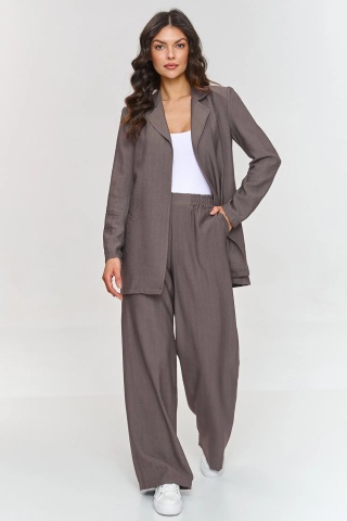 Compleu dama cu sacou si pantaloni largi, culoarea mocha - M883 - Img 2