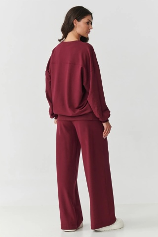 Compleu trening dama cu pantaloni largi, bordo - M890 - Img 3