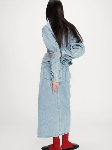 Jacheta Vinnie din denim sky blue cu croiala boxy - Img 6