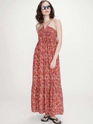 Rochie de vara Venicia cu imprimeu rosu sanguine