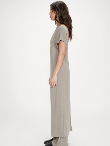 Rochie Peace kaki lunga lejera cu maneca scurta - Img 2