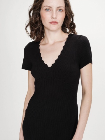 Rochie Valeriane neagra mulata din tricot fin - Img 2