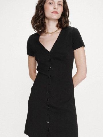 Rochie Venezuela neagra din tricot moale