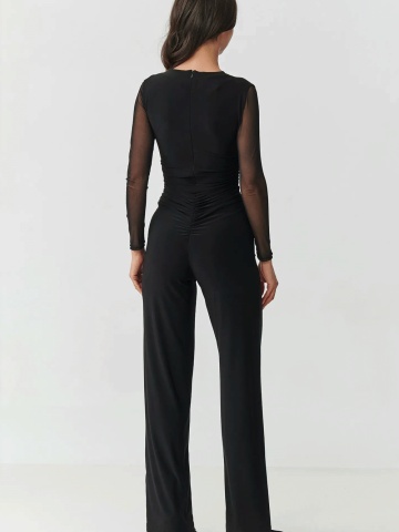 Salopeta eleganta neagra cu insertii din tulle - M904 - Img 3