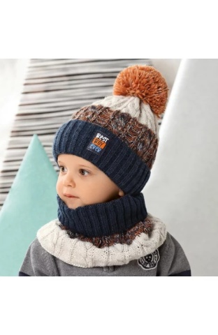 Set caciula si fular pentru baieti 6-18 luni - AJS 42-453 multicolor