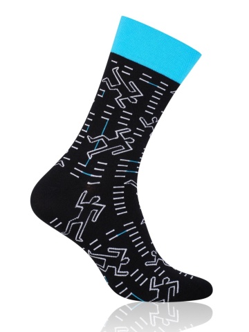 Sosete barbati, model Contour - More S079051 negru detaliu turcoaz