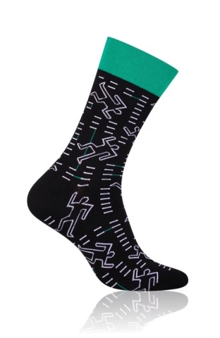 Sosete barbati, model Contour - More S079053 negru detaliu verde