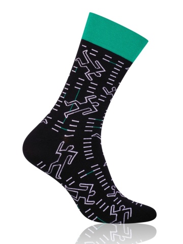 Sosete barbati, model Contour - More S079053 negru detaliu verde