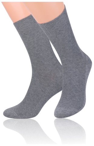 Sosete bumbac unisex, fara compresie, Steven S018-GRIM, gri melange