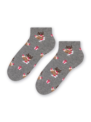Sosete scurte unisex, model Craciun - Steven S136-M004 gri melange