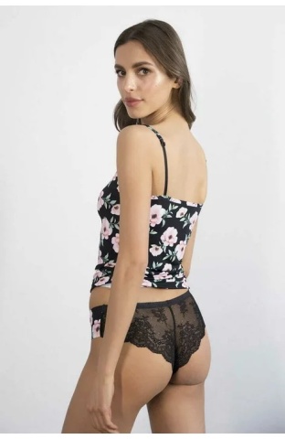 Top dama cu bretele subtiri, Invisible-Line Julimex Hibiscus - print floral - Img 3