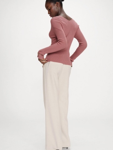 Top Volage caramiziu tip cardigan din tricot - Img 5