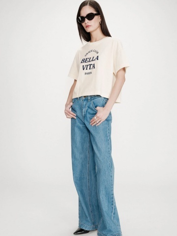 Top Voss oversize din bumbac ecru - Img 4
