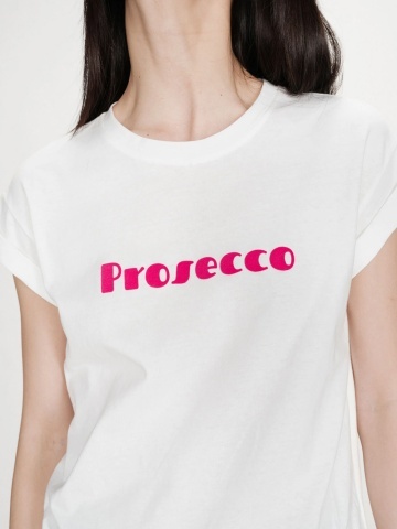 Tricou alb Vico din bumbac cu mesaj Prosecco - Img 2