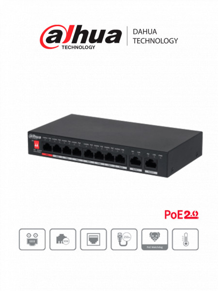DHT1850016 DAHUA DAHUA PFS3010-8ET-96 - Switch Poe de 1