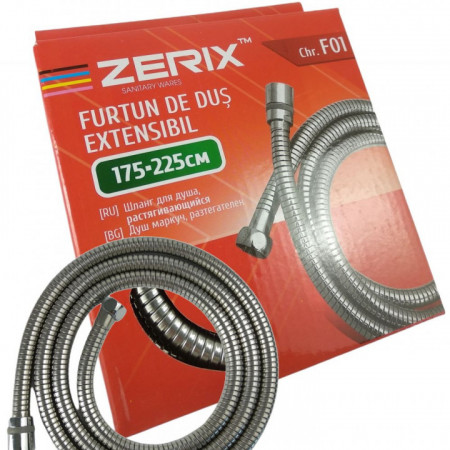 Furtun de dus Zerix flexibil extensibil metalic 175-225 cm
