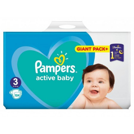 Pampers active baby numarul 3 104 bucati