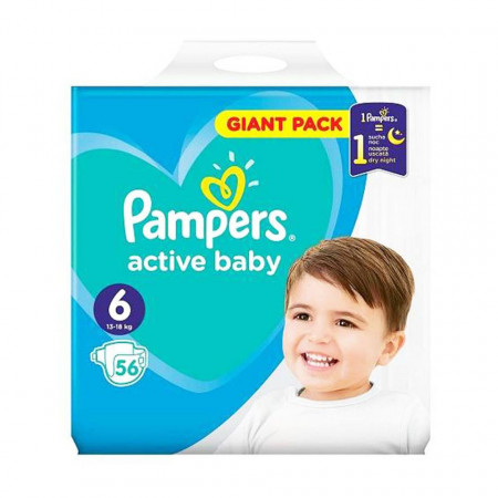 PAMPERS NEW GIANT PACK NR6 15/13-18KG 56BUC