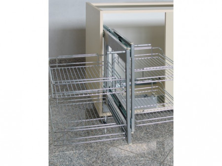 Grile metalice E4221a raft. de colţ rev., 2+2 730x590x520 mm, crom, gri metal