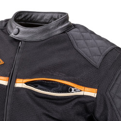 Geaca Moto Barbati W-TEC 2Stripe Negru/Bej/Orange - Img 7