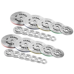 TOS SET CALIBRATED STEEL OLYMPIC PLATES 2 x 10 - 25 KG (140 KG) HMS - Img 6